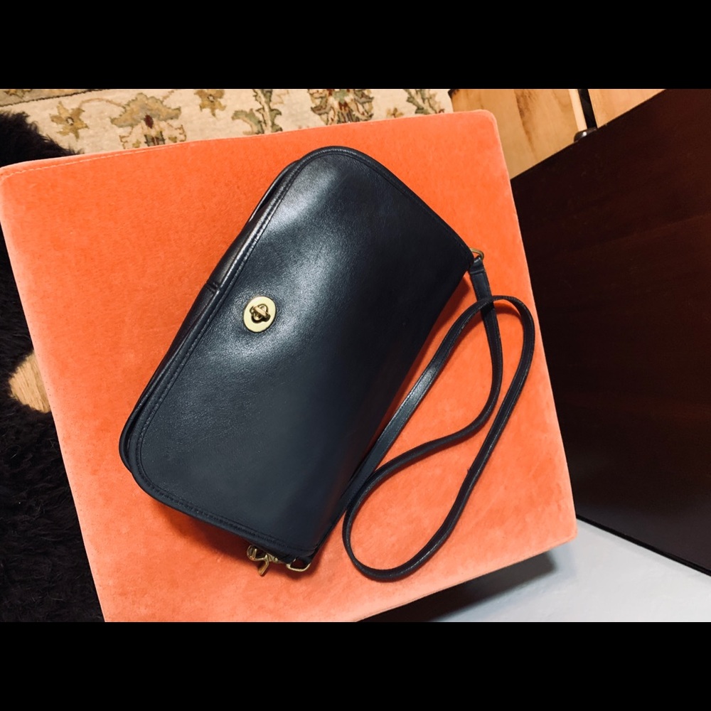 Vintage Black Leather Coach Bag
